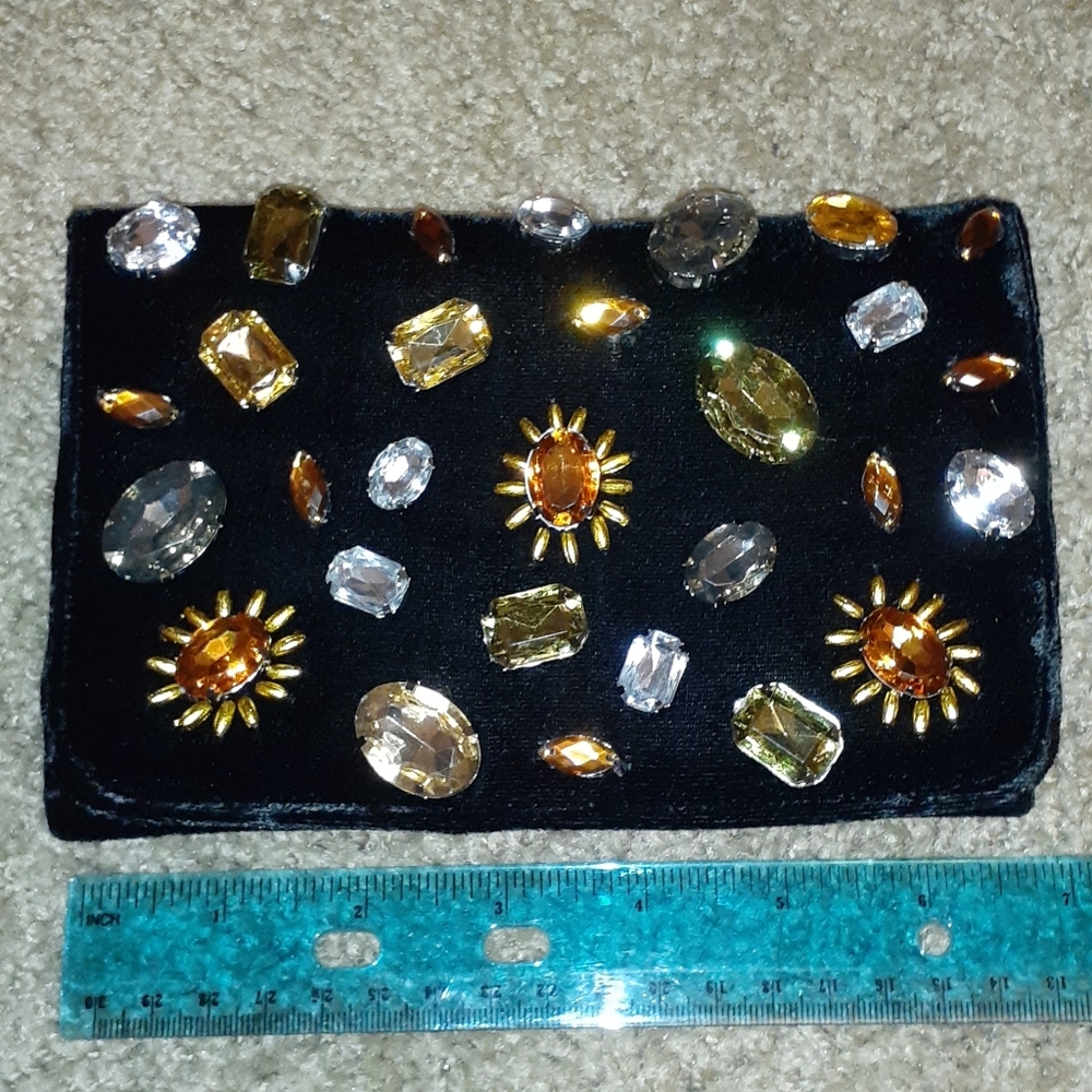 Black evening velvet purse